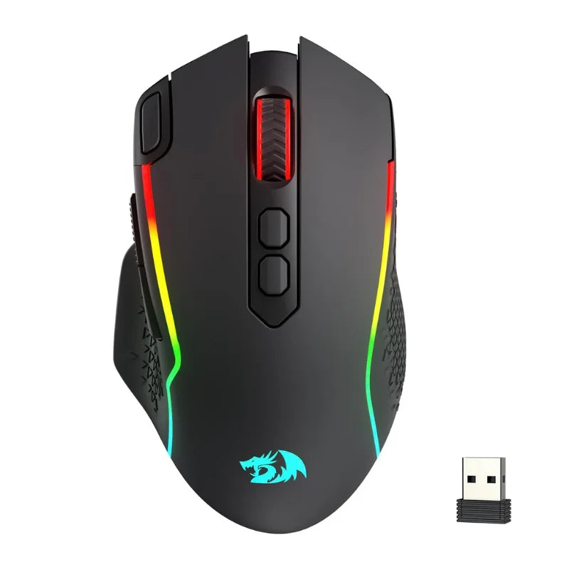 Redragon M810 MAX 3-Mode Wireless Gaming Mouse, 12000 DPI Wired/Wireless RGB Mouse,Rapid Fire Key, 8 Macro Buttons