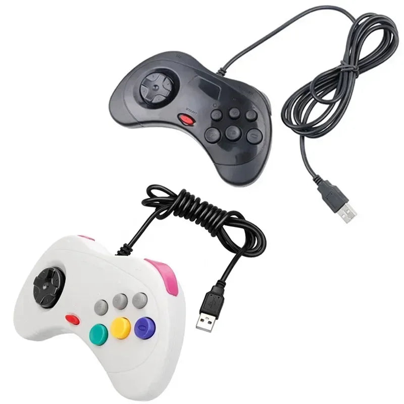 USB Classic Wired Game Gamepad for Segas Saturn System Style for PC/ Mac Gaming Controller